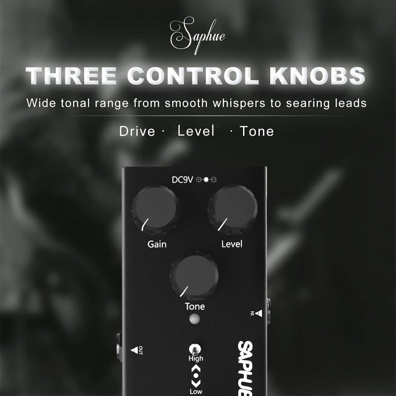 SAPHUE Ultimate Drive Guitar Effects Pedal Gain/Level/Tone Knob High Low Frequency Effect Pedals with Steel Metal Shell Mini Single Type Dc 9V with True Bypass Switch for Multi Electric Guitar Kit - Image 2